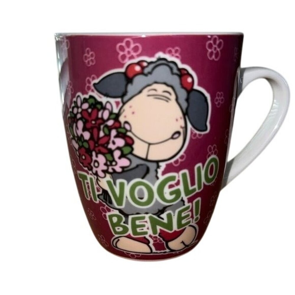 Nici "Ti Voglio Bene!" Porcelain Mug With Sheep Design 3.5" Tall Dishwasher Safe